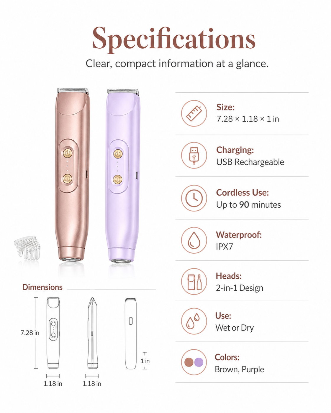 Dual-Head Electric Shaver – Cordless, Gentle & Full-Body Grooming