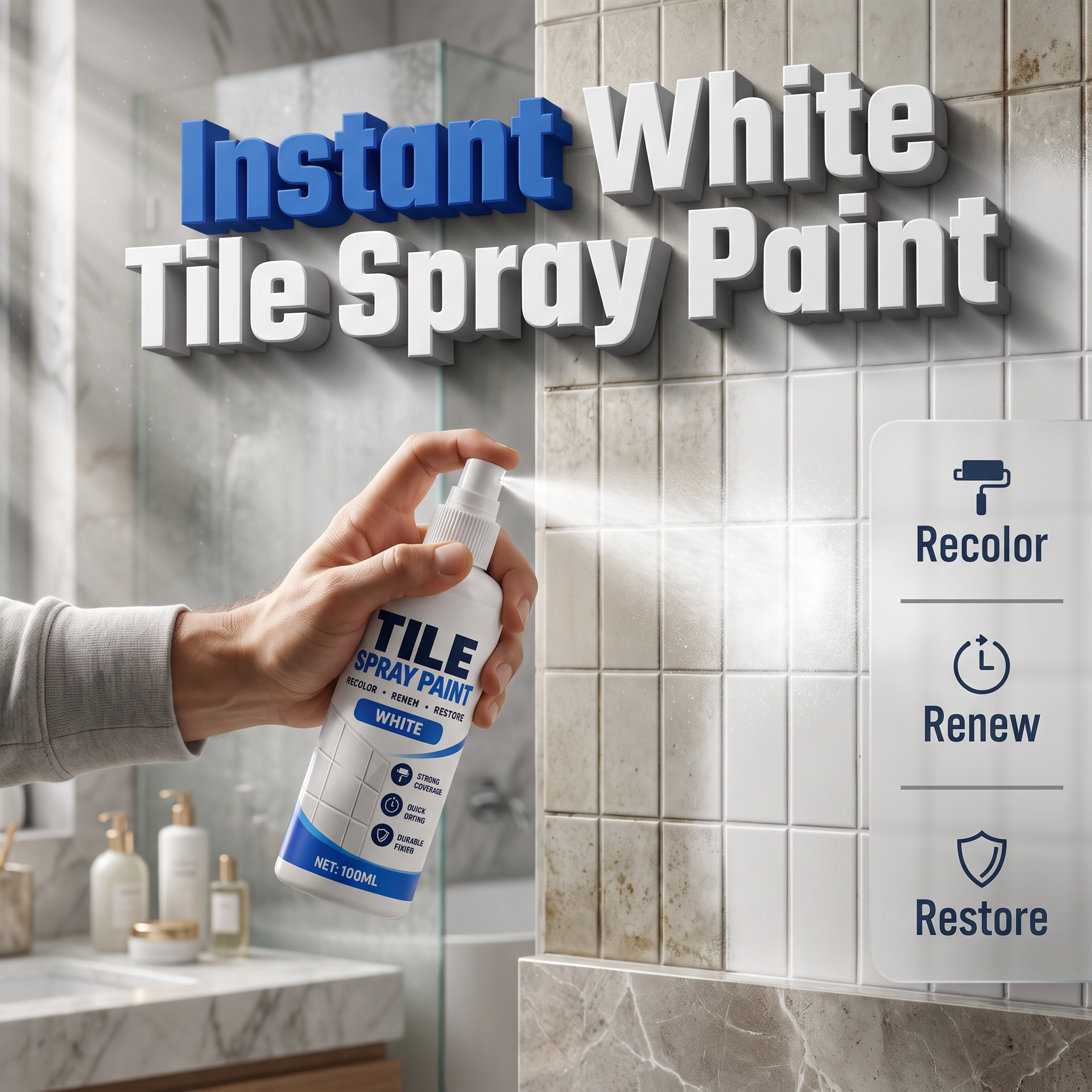 Refresh Any Tile Instantly! No-Mess Spray-On Color Coat