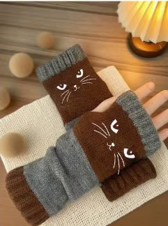 🐱Cute Women’s Knitted Cat Gloves — For Warm Hands & Free Fingers🧶