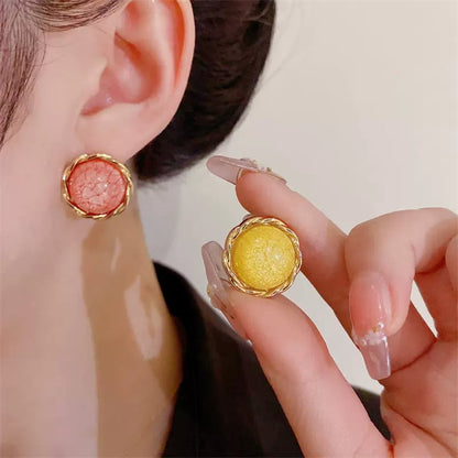 Colorful Textured Circle Earrings