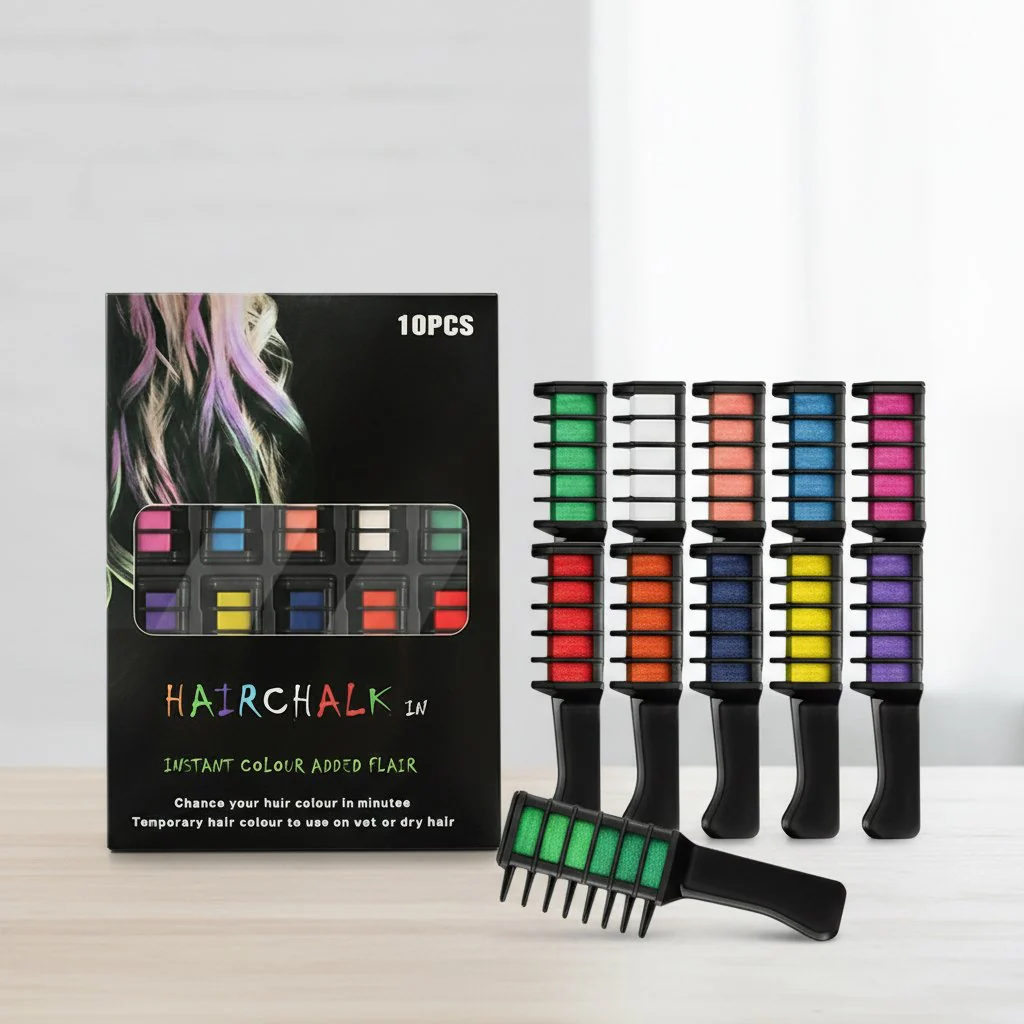 Color Hair Instantly! No-Stain 10-Piece Hair Chalk Set