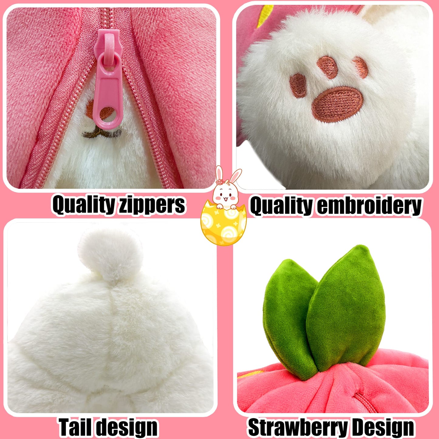 🍓 Hot Sale 🍓Strawberry Bunny Transformed into Little Rabbit🎀 Fruit Doll Plush Toy🐰