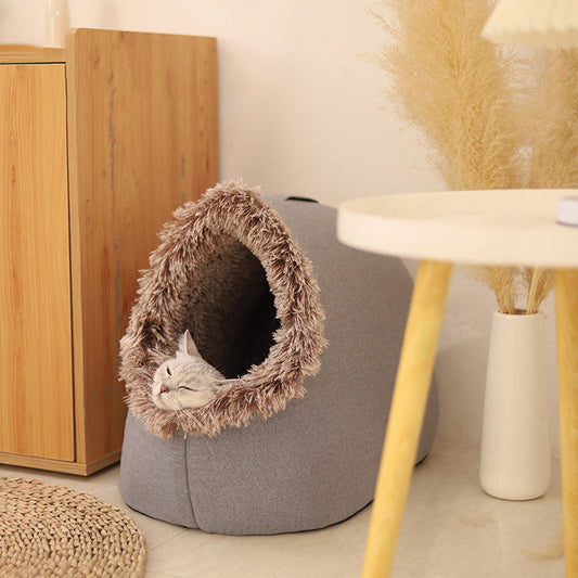 🐾Pet Plush Winter Cave Bed