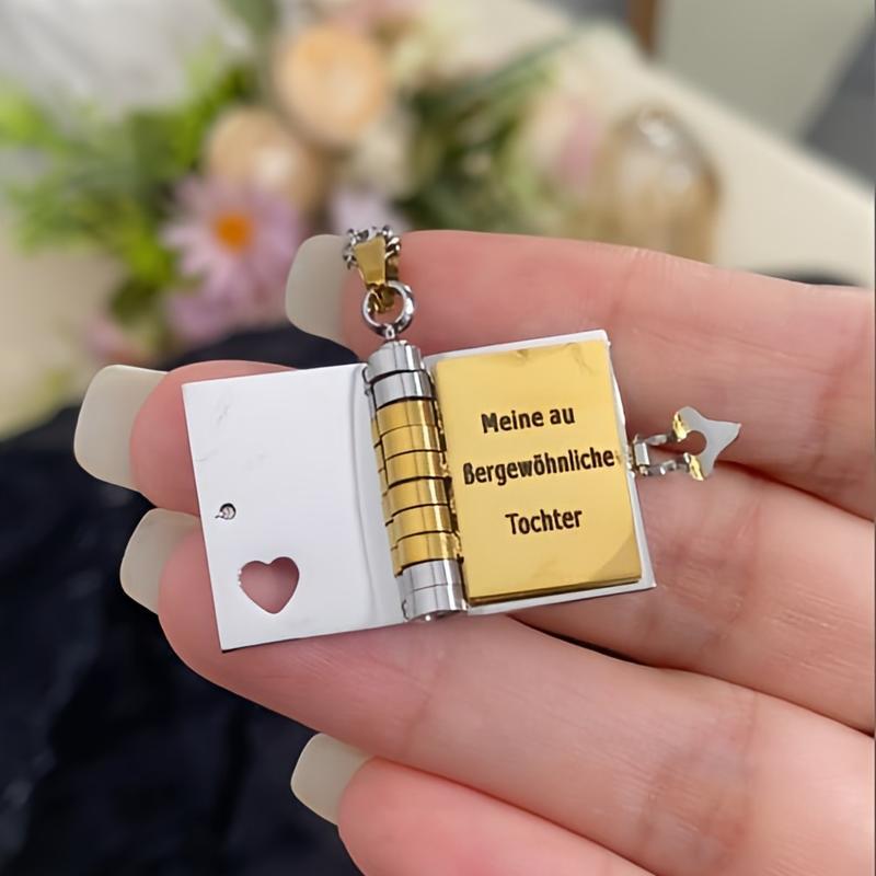 Keep Loved Ones Close Instantly! Engraved Heart Book Locket Necklace