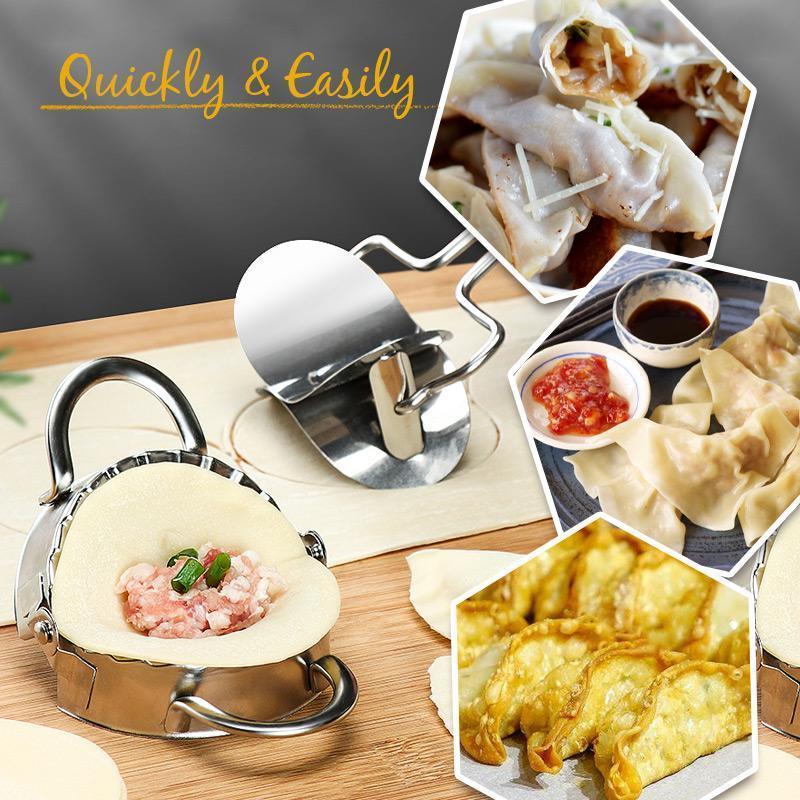 Shape Dumplings Instantly! No-Stick Stainless Mold & Dough Cutter