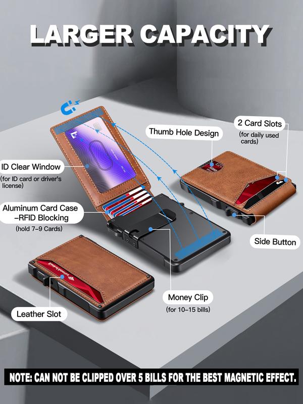 RFID Slim Pop-Up Wallet – AirTag Ready & Magnetic Close