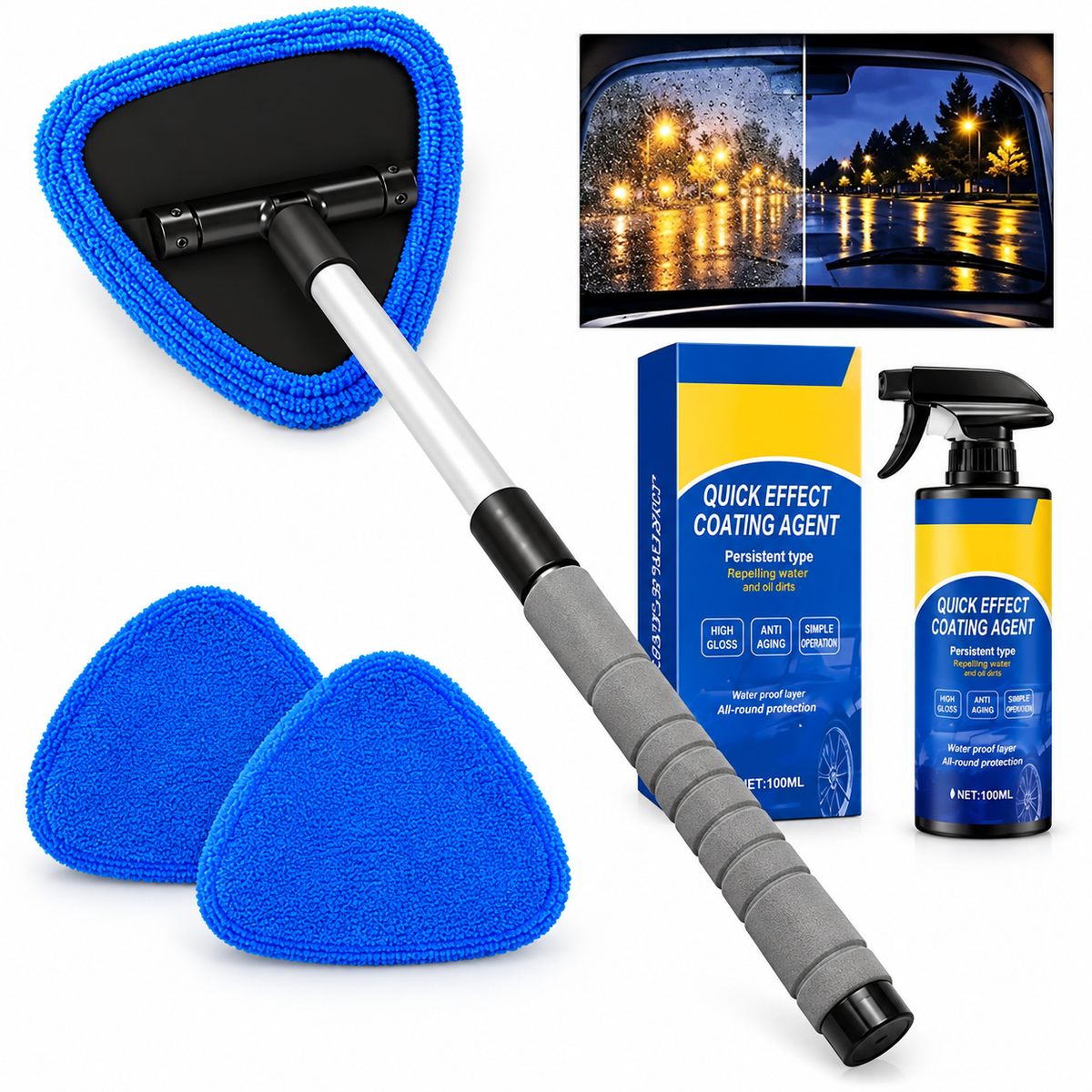 Clean Both Sides Instantly! Magnetic Windshield Cleaning Kit