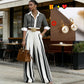 📢📢40% OFF !! ⏰Women's Striped Shirt & Wide-Leg Pants 2-Piece Set