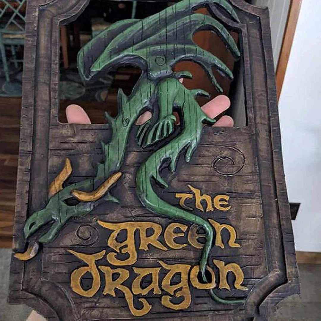 The Prancing Pony & The Green Dragon Pub Signs Set Handmade Bar Style -Lord of The Rings