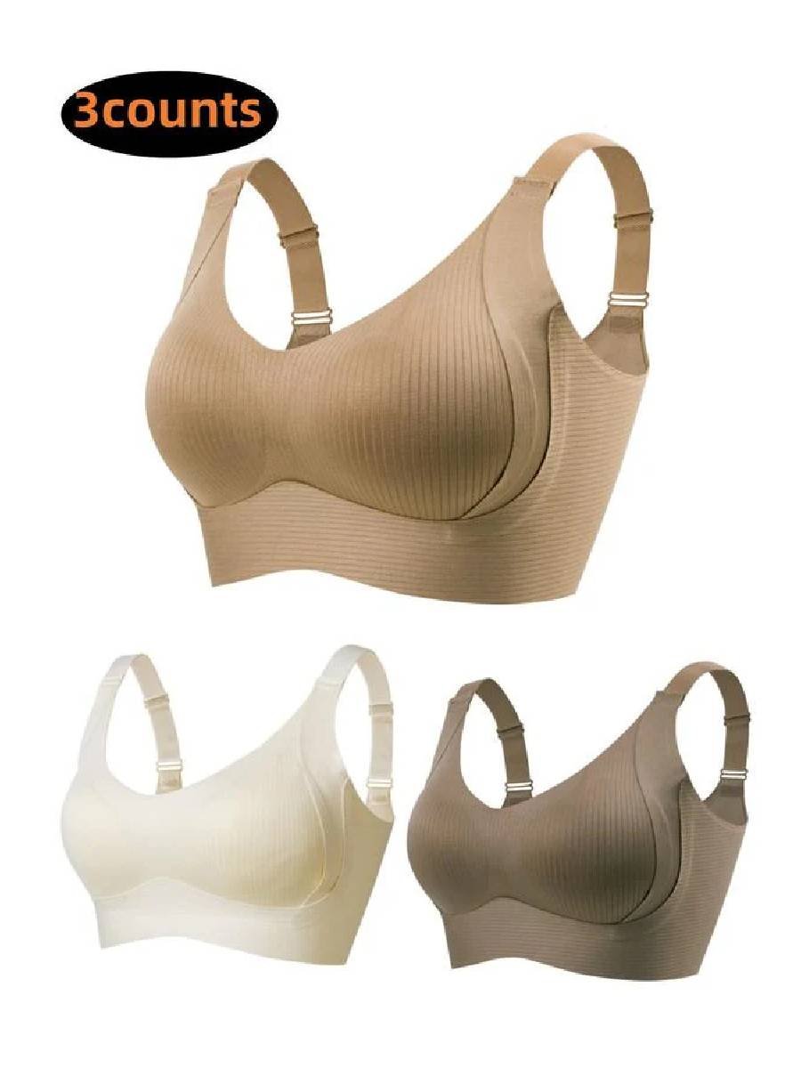 💕 Buy More Save More 💕 Subtle Striped Seamless Bra with W-Support – Comfort & Style!