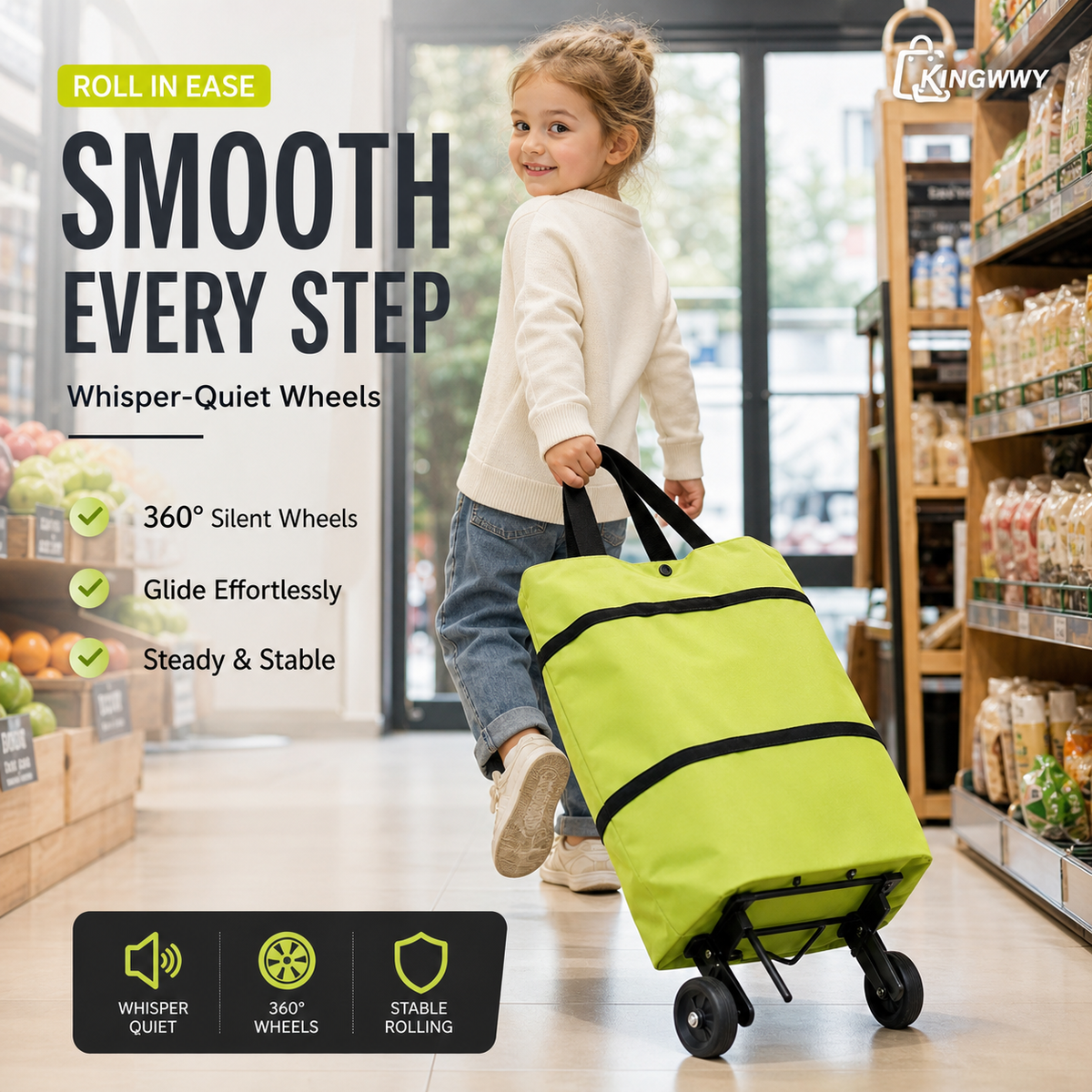 Lighten Your Load Instantly! Foldable 2-in-1 Shopping Trolley Bag