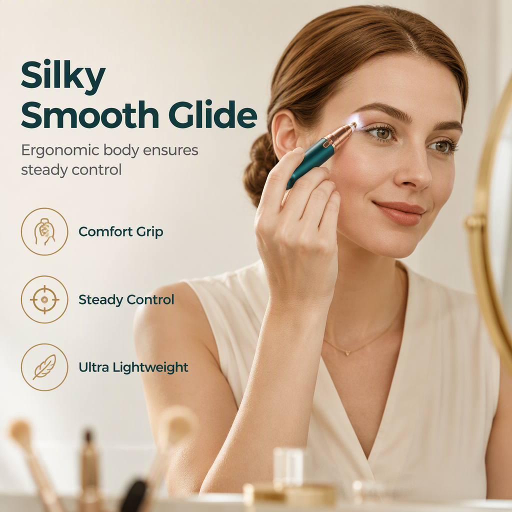 Pen-Style Eyebrow Trimmer – LED Precision & Painless Grooming