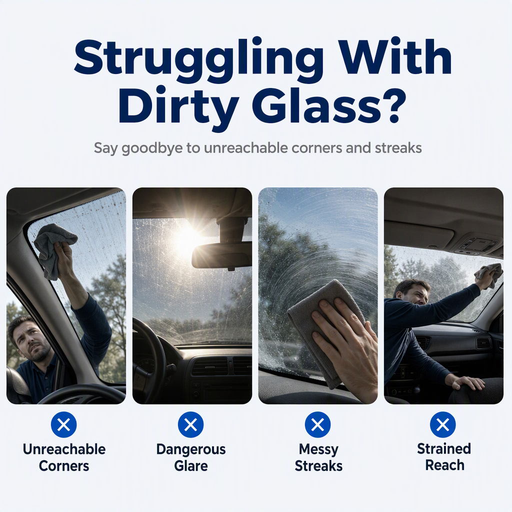 Clean Both Sides Instantly! Magnetic Windshield Cleaning Kit
