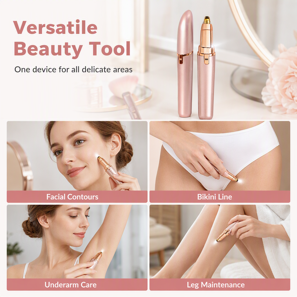 Pen-Style Eyebrow Trimmer – LED Precision & Painless Grooming