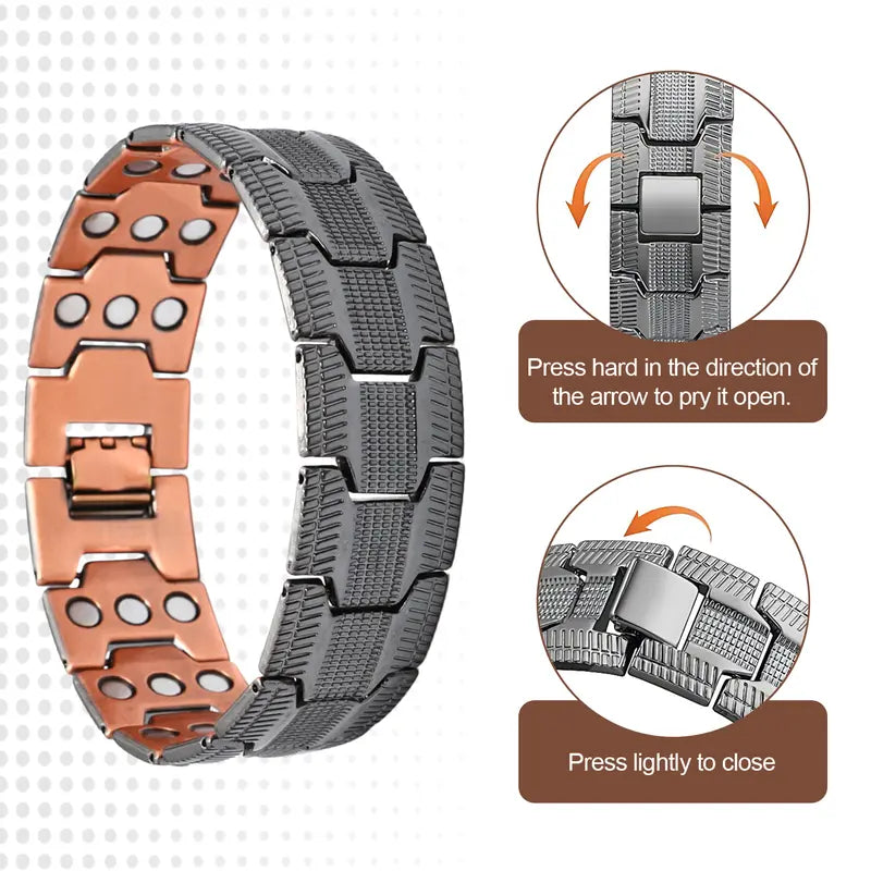 Magnex™ Copper Magnetic Bracelet – 3-Row Support for Joint Comfort