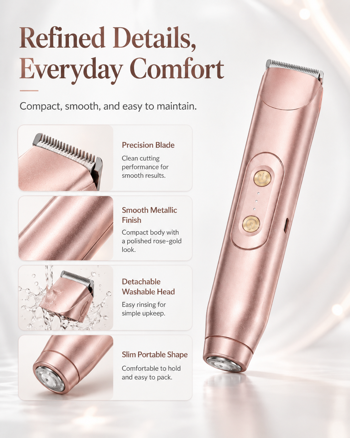 Dual-Head Electric Shaver – Cordless, Gentle & Full-Body Grooming