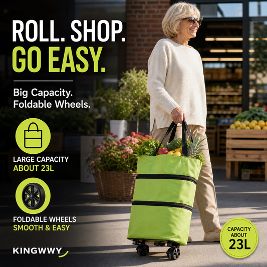 Lighten Your Load Instantly! Foldable 2-in-1 Shopping Trolley Bag