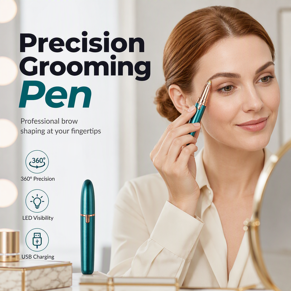 Pen-Style Eyebrow Trimmer – LED Precision & Painless Grooming