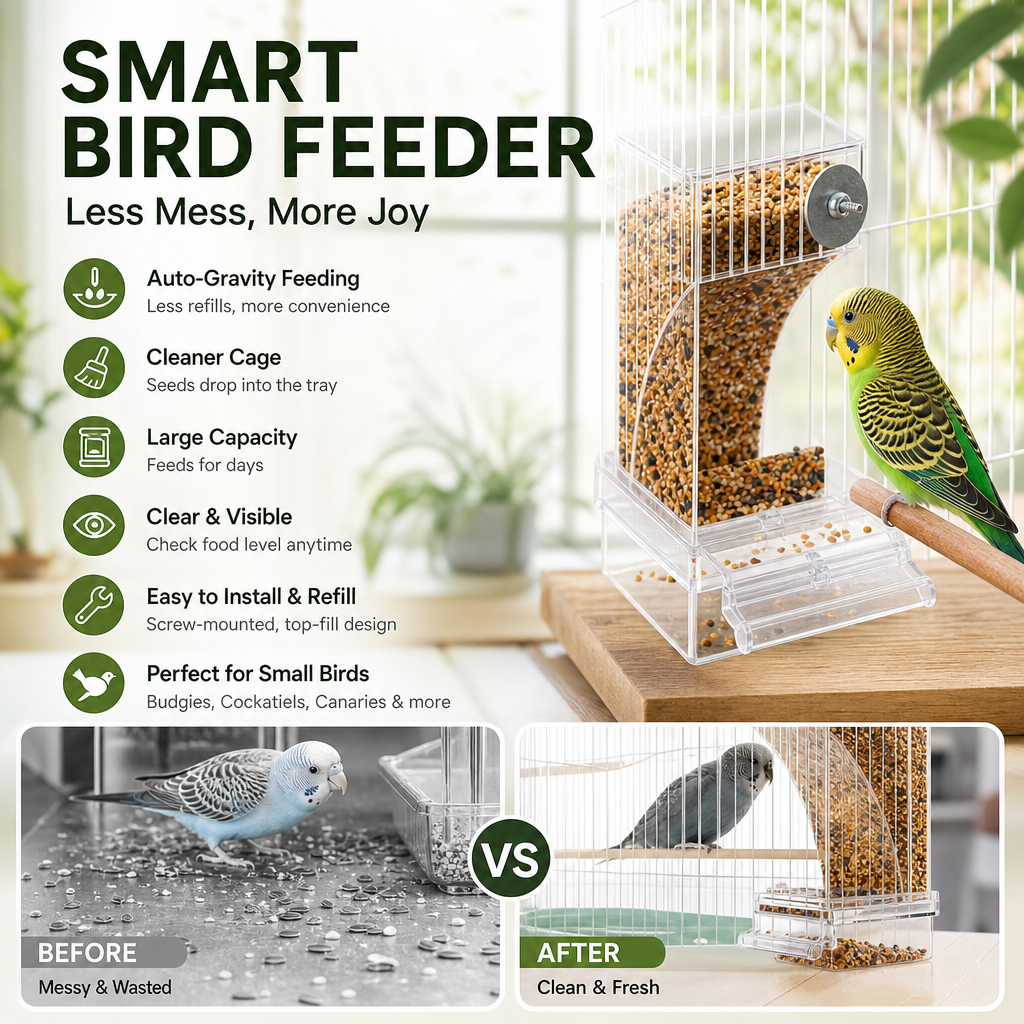 Keep Cages Clean Instantly! No-Mess Automatic Bird Feeder