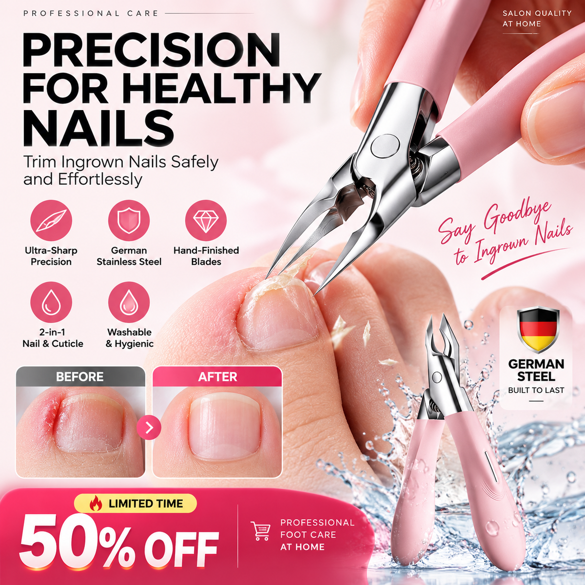 Trim Ingrown Toenails Instantly! German Steel Precision Nail Nipper