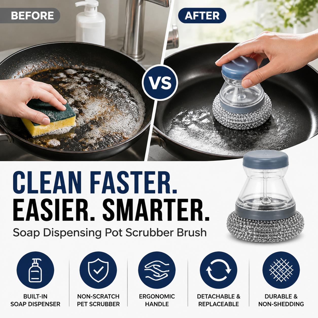 🥳HOT SALE🥳💞10K+ SOLD! Scrub Grease Instantly! No-Scratch Built-In Soap Dish Brush