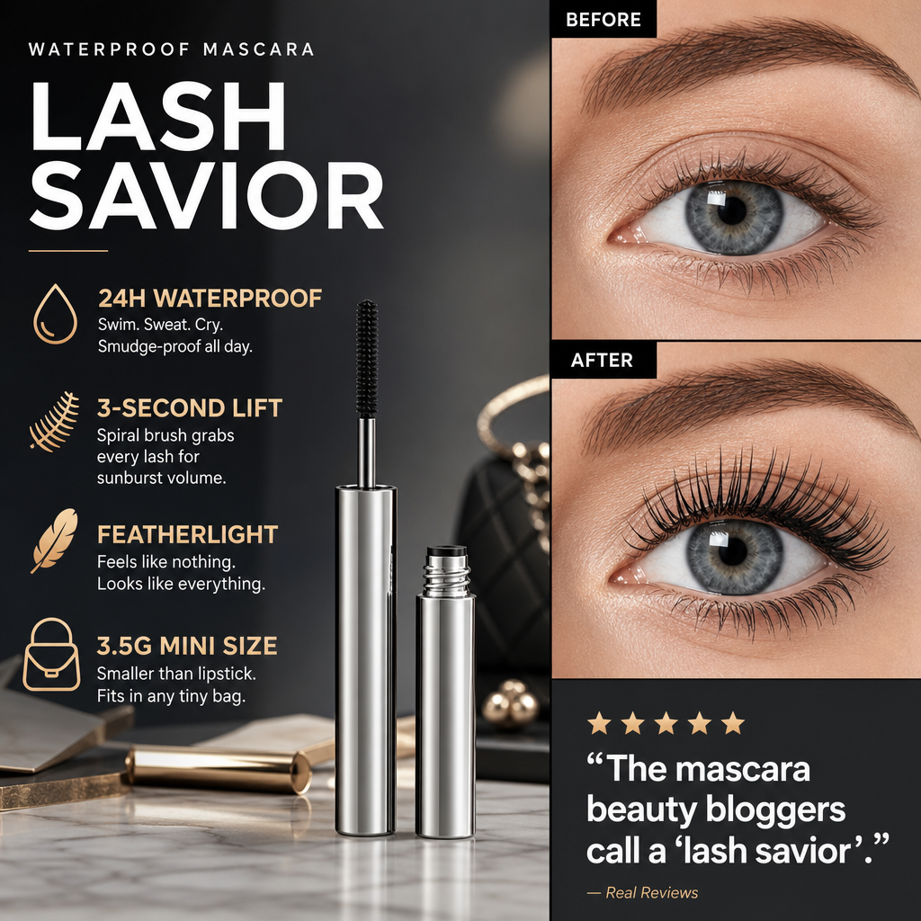 360° Spiral Brush Mascara – Smudge-Proof & Lash-Lifting Volume