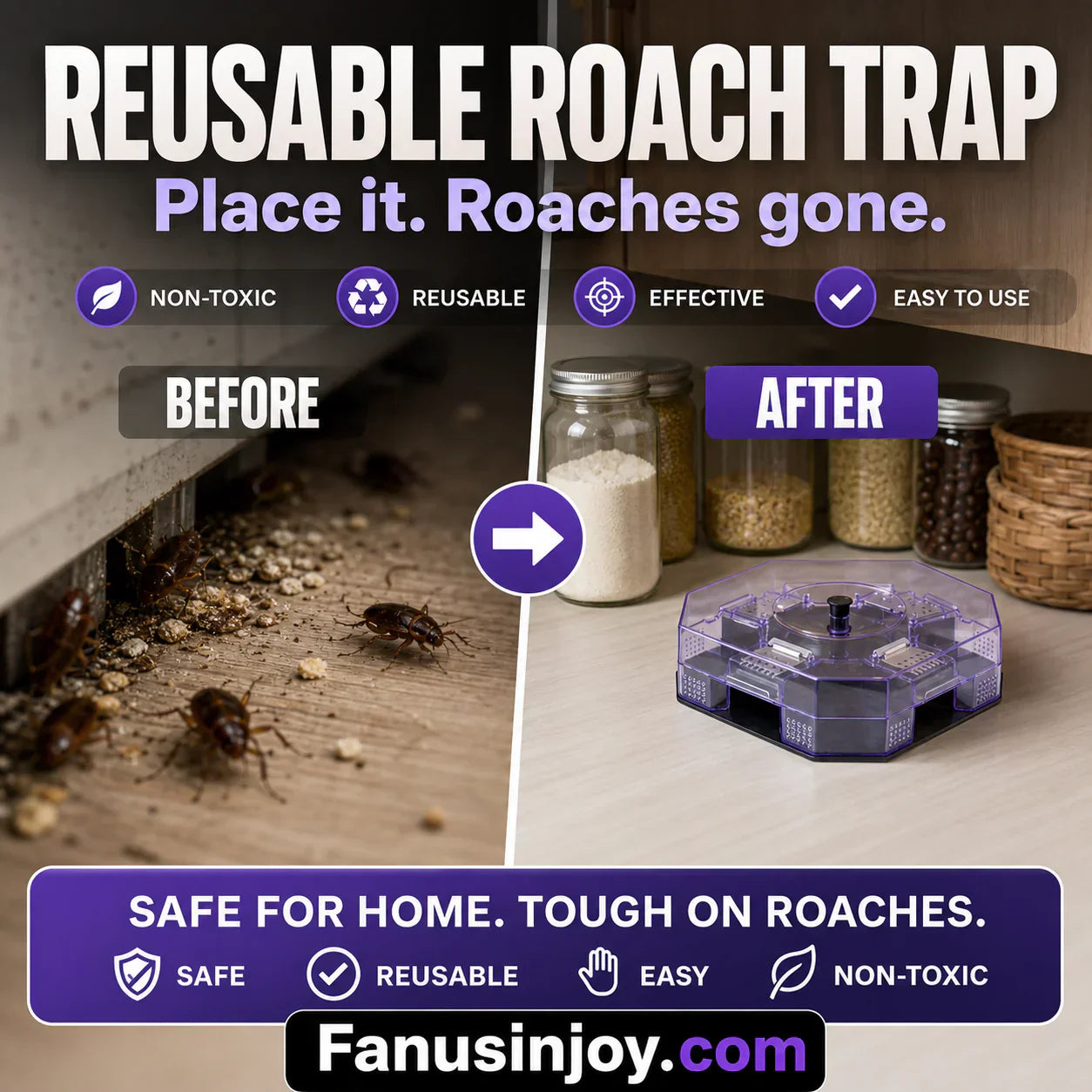 Reusable Roach Trap – One-Way Doors & Safe Capture