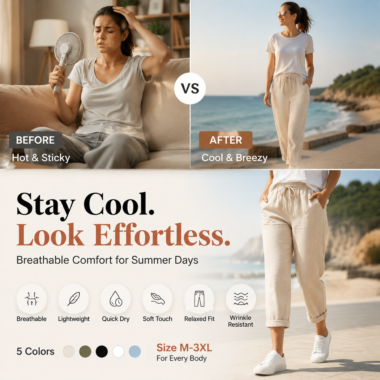 ⏳Time-Limited Special⏰Women's Casual Cotton Linen Capris