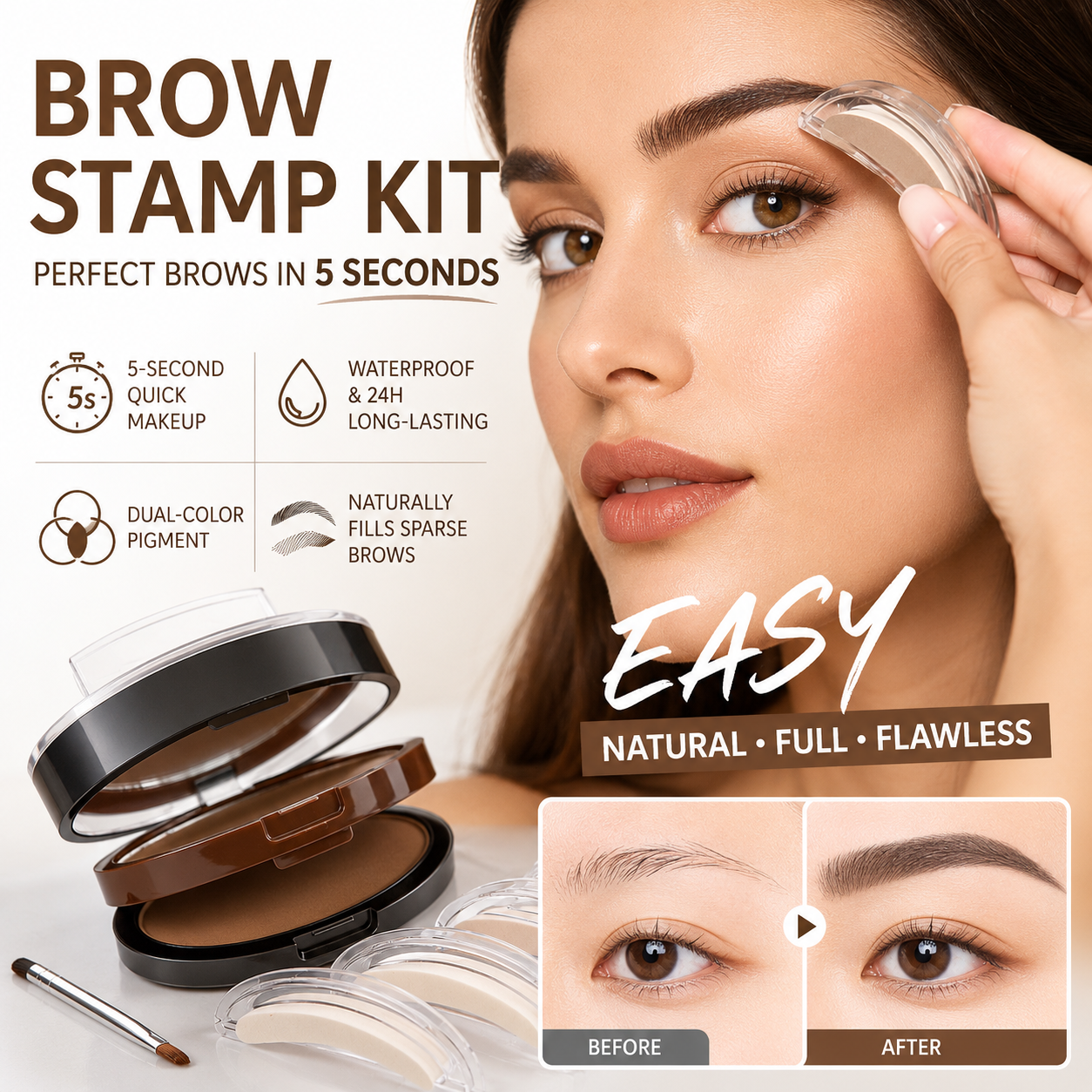 60K+ SOLD!🥳Adjustable Eyebrow Stamp – Two‑color brow powder, waterproof & smudge‑proof. Natural, full brows in seconds! 💕🎀