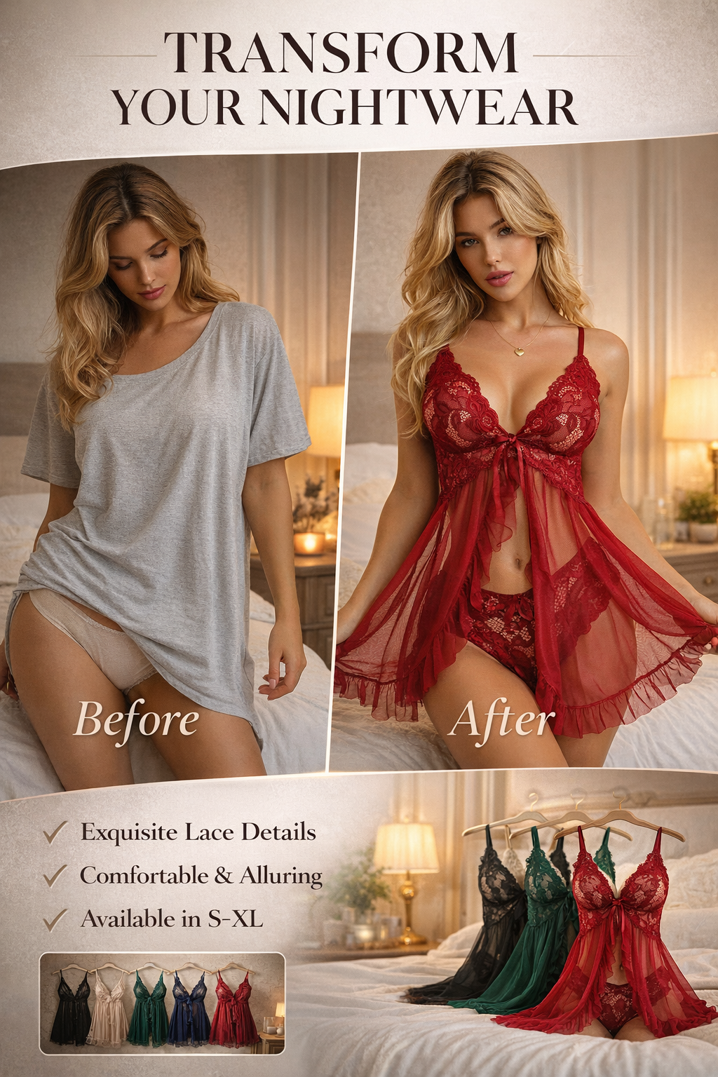 💕 Feminine V-Neck Lace Camisole Pajamas Set – Soft & Silky, Delicate Lace Trim & Comfortable Sleepwear 🌙
