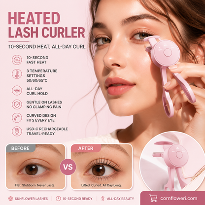 Heated Eyelash Curler – 3 Temps, Rechargeable & Portable