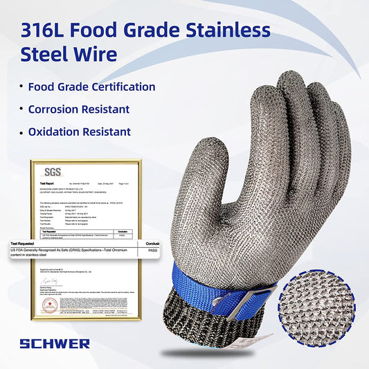 Cut-Proof Your Hands Instantly! ANSI A9 Stainless Steel Mesh Glove