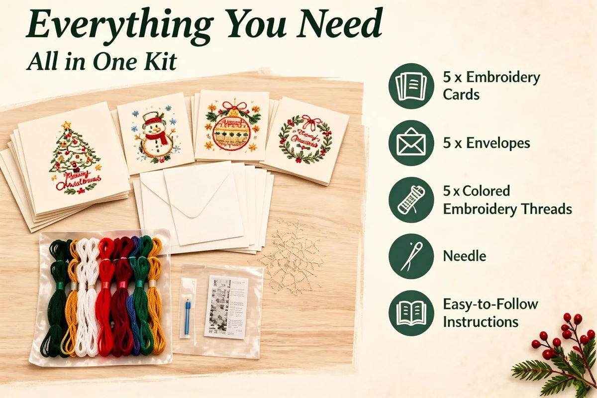 Stitch Christmas Cards Instantly! Beginner DIY Embroidery Kit