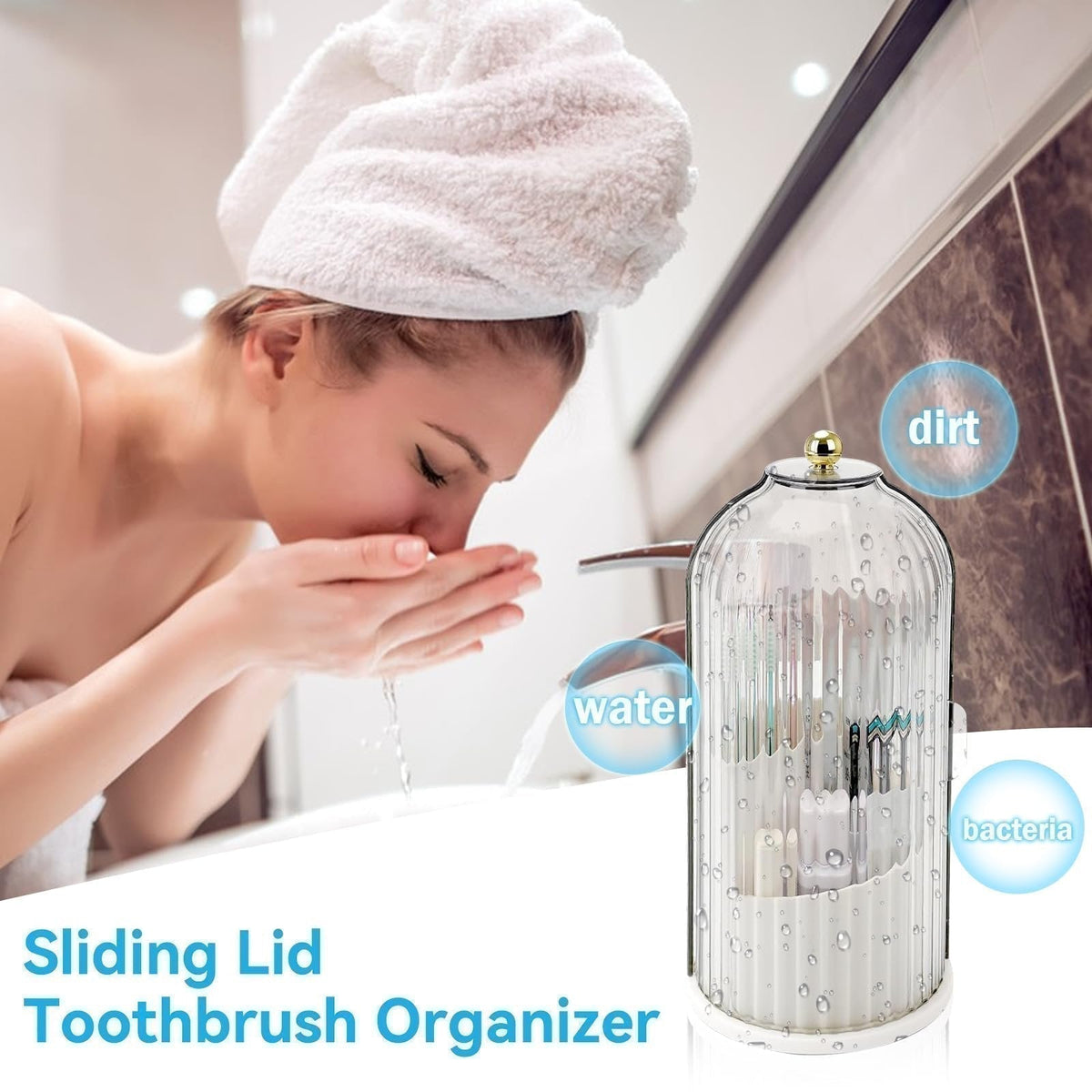Protect Toothbrushes Instantly! No-Dust Sliding Lid Organizer