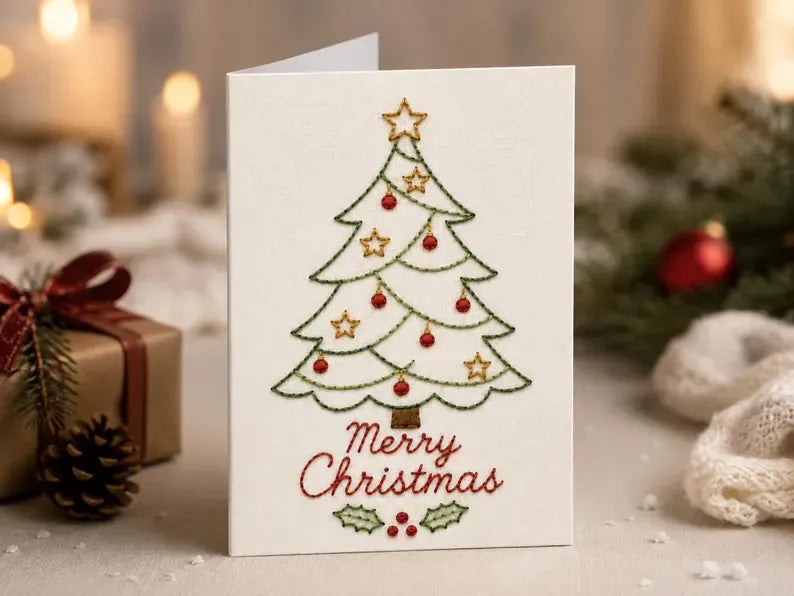 Stitch Christmas Cards Instantly! Beginner DIY Embroidery Kit