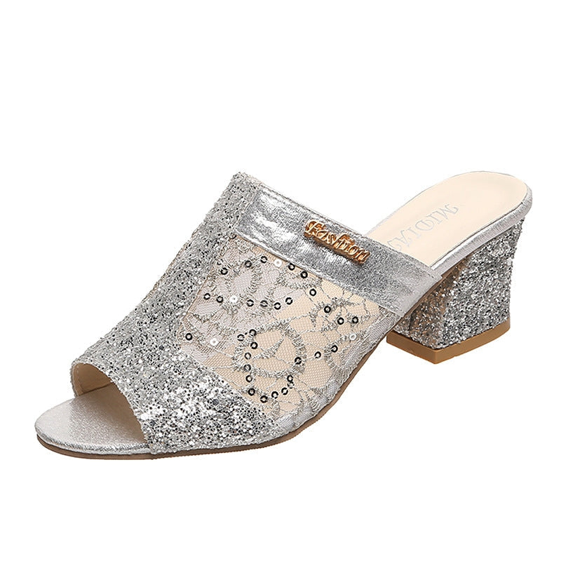 Women's Glitter Sequins Decor Sandals