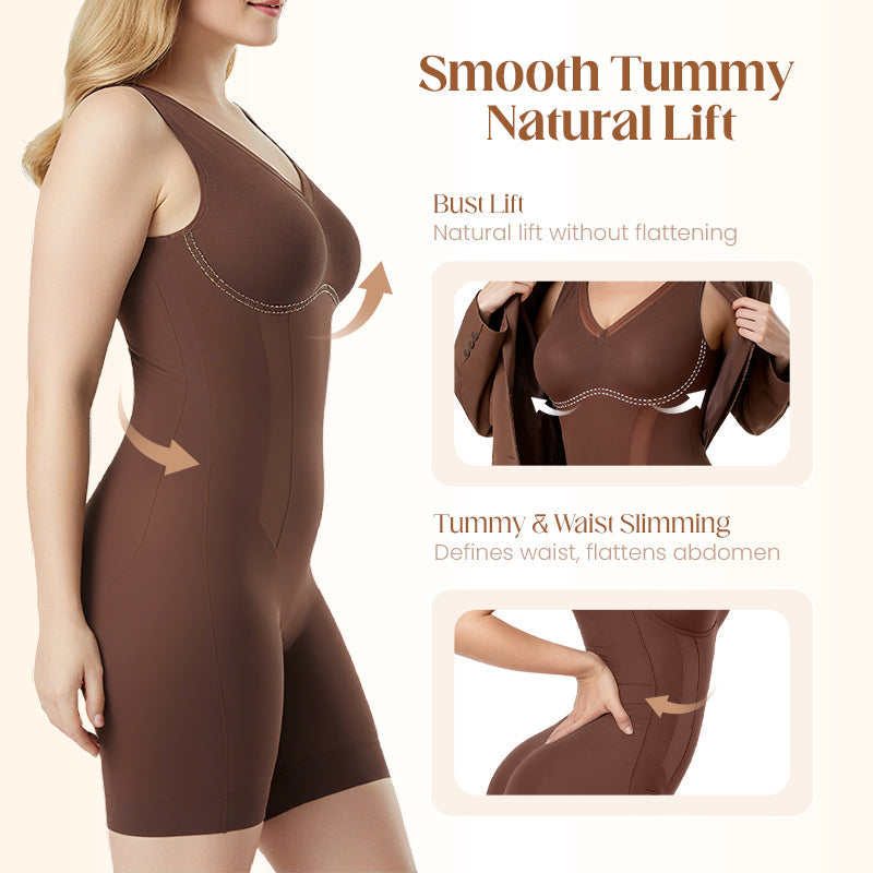 Thoughtful Rear-Removal Design✅Tummy Tuck & Hip Lift Traceless One-piece Shapewear