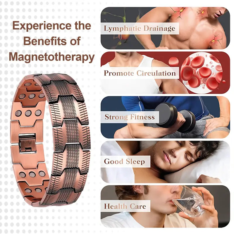 Magnex™ Copper Magnetic Bracelet – 3-Row Support for Joint Comfort