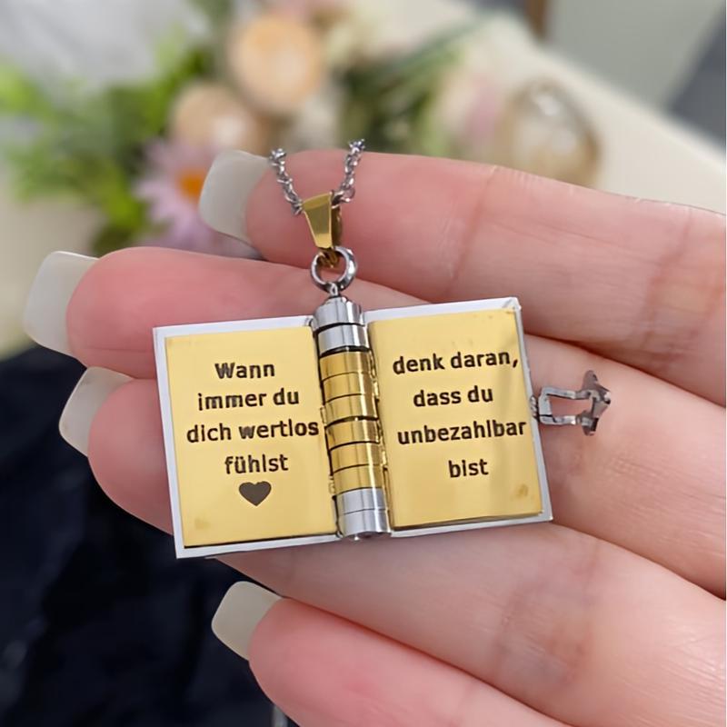Keep Loved Ones Close Instantly! Engraved Heart Book Locket Necklace