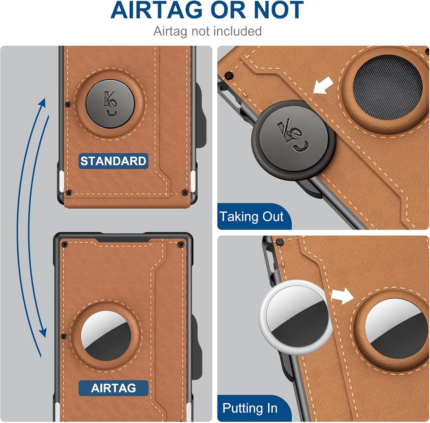 Aluminum RFID Wallet – AirTag Ready & Pop-Up Card Access