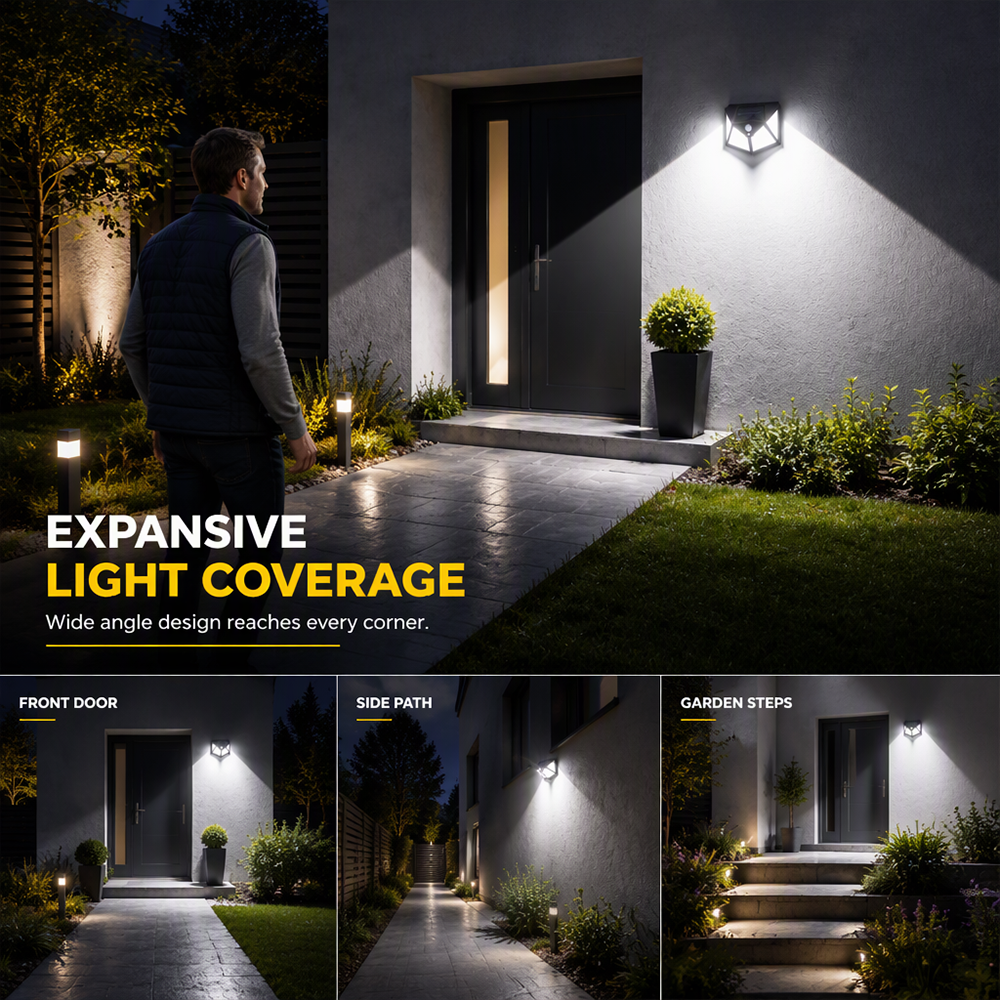 Light Up Gardens Instantly! 140-LED Motion Sensor Solar Wall Lamp