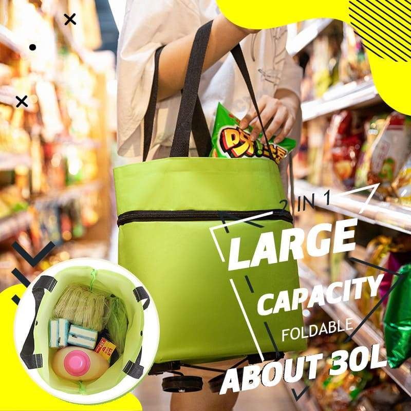 Lighten Your Load Instantly! Foldable 2-in-1 Shopping Trolley Bag