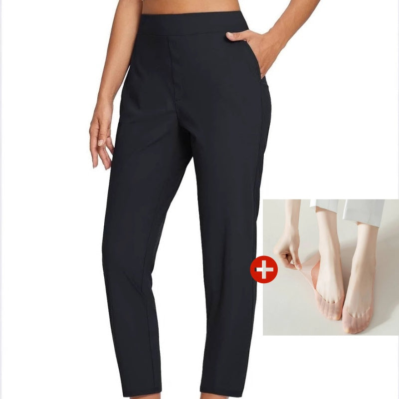 High-Waist Zipper-Pocket Pants – Tummy Control & Breathable Stretch