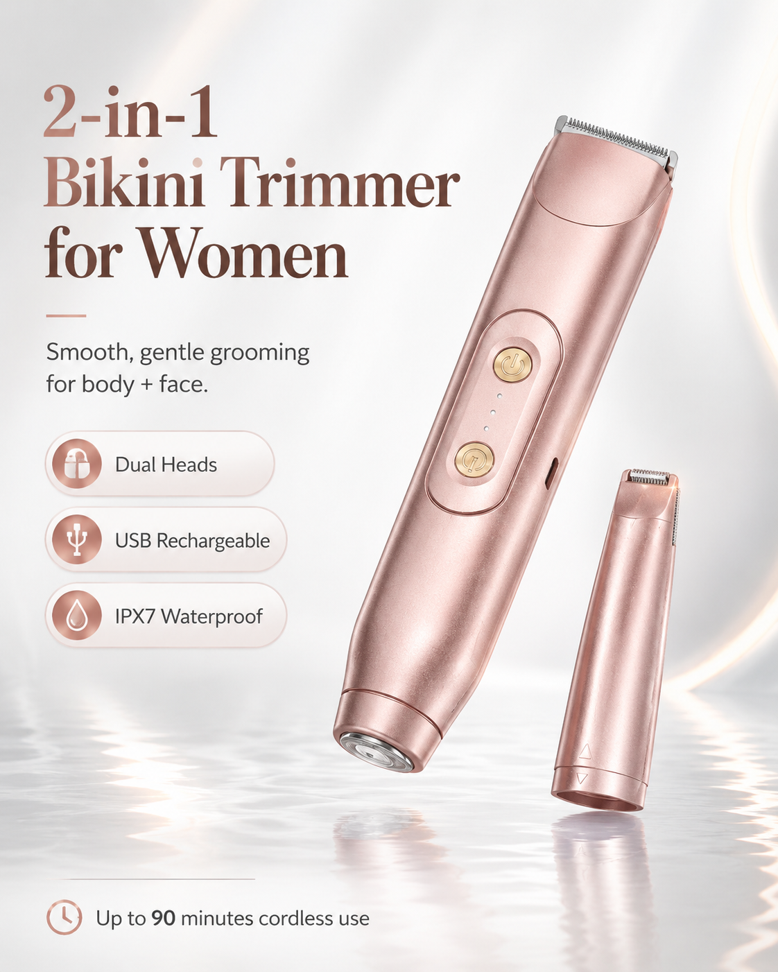 Dual-Head Electric Shaver – Cordless, Gentle & Full-Body Grooming