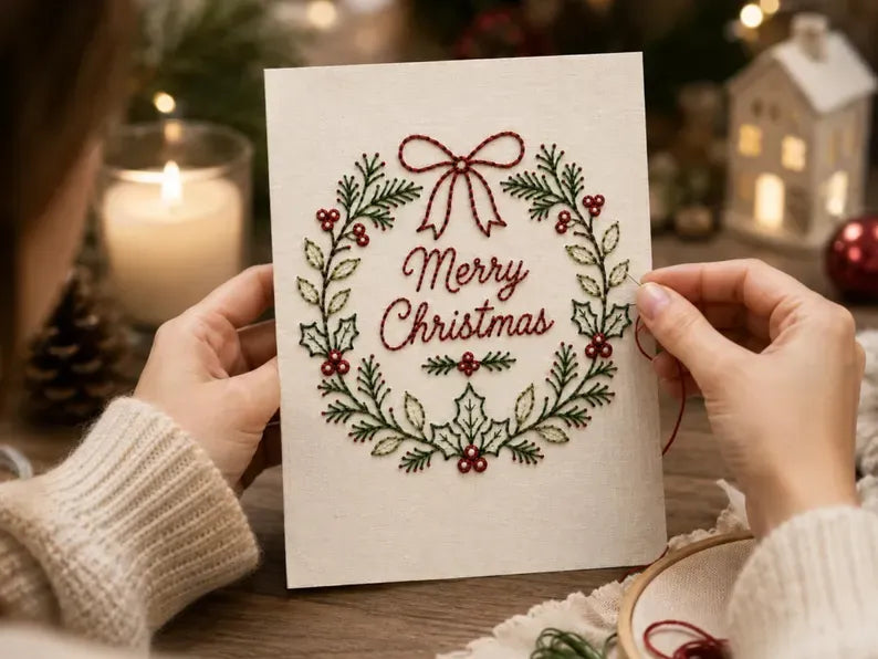 Stitch Christmas Cards Instantly! Beginner DIY Embroidery Kit