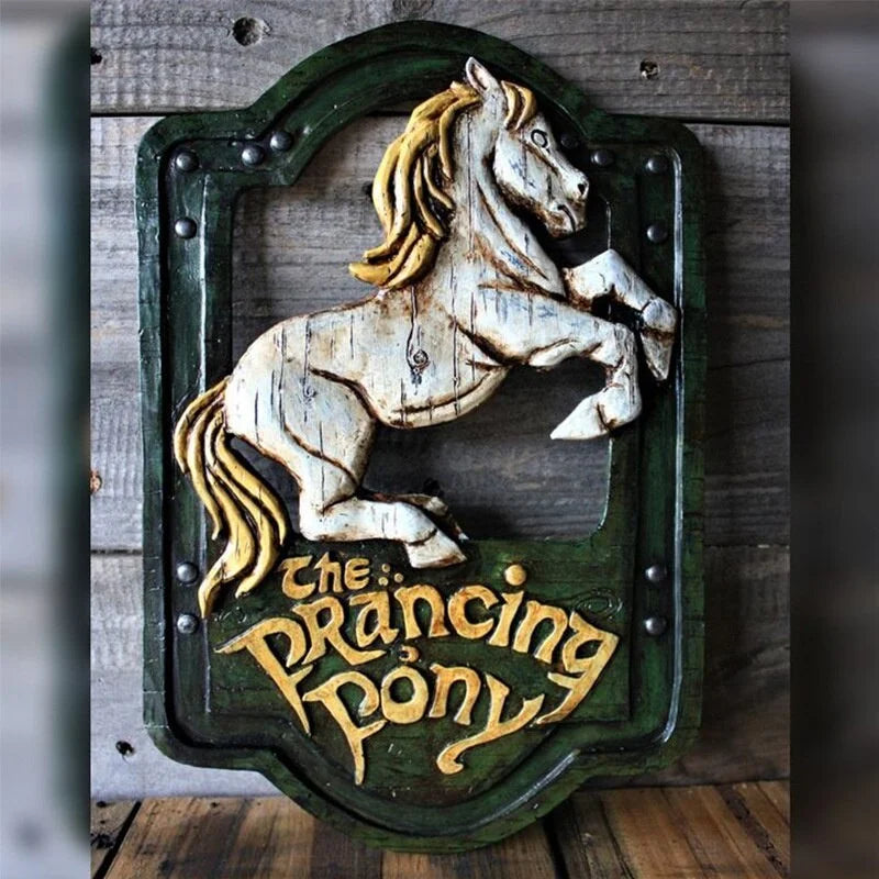 The Prancing Pony & The Green Dragon Pub Signs Set Handmade Bar Style -Lord of The Rings