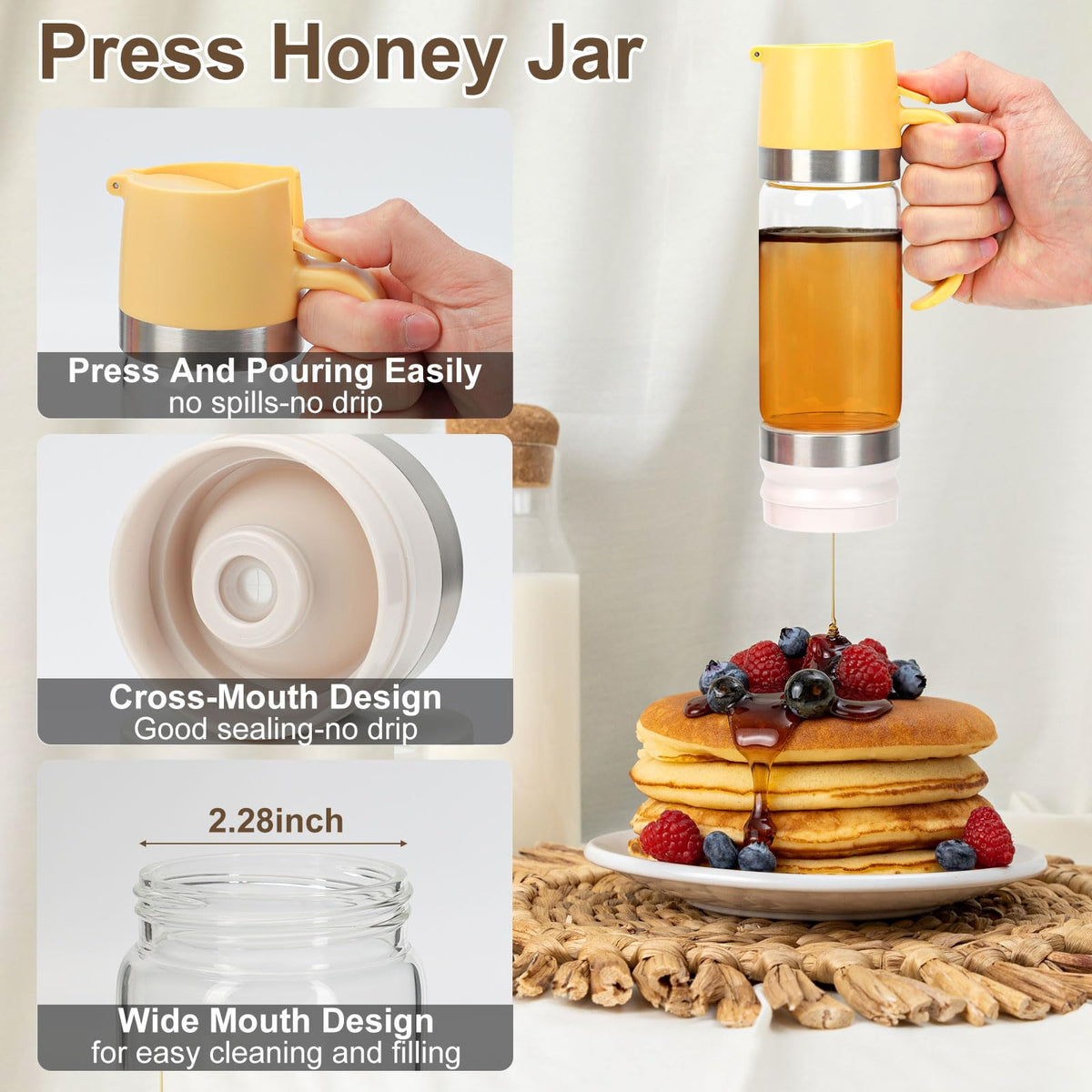 Stop Sticky Mess Instantly! No-Drip Glass Honey Dispenser