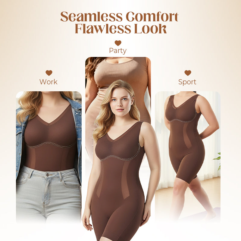Thoughtful Rear-Removal Design✅Tummy Tuck & Hip Lift Traceless One-piece Shapewear