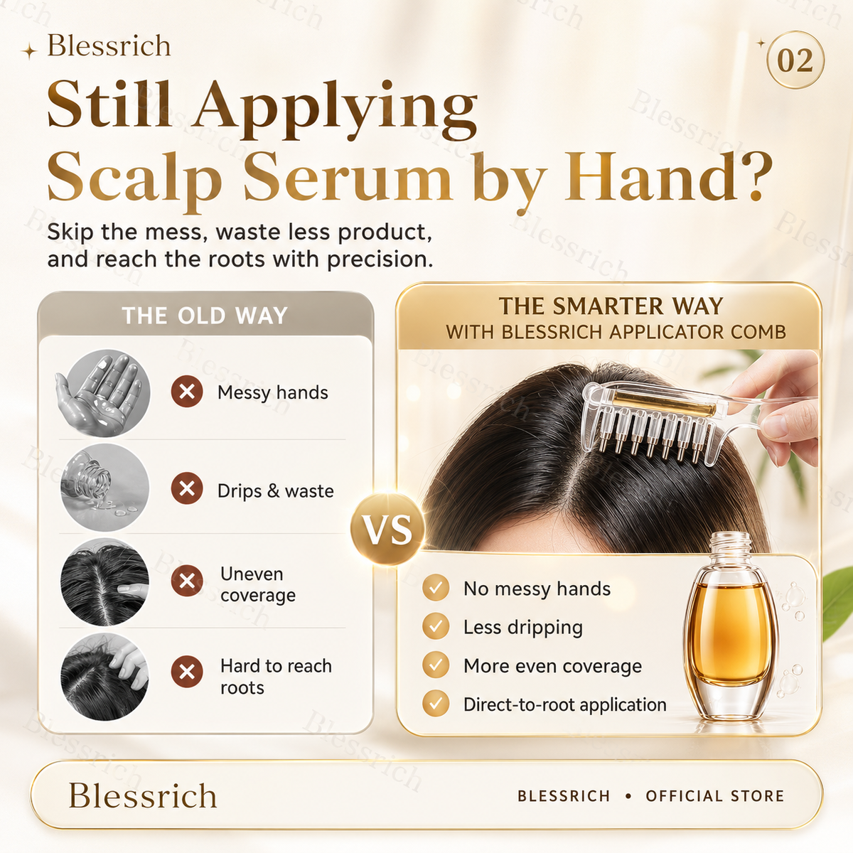 Apply Scalp Serum Instantly! Precision Applicator Comb