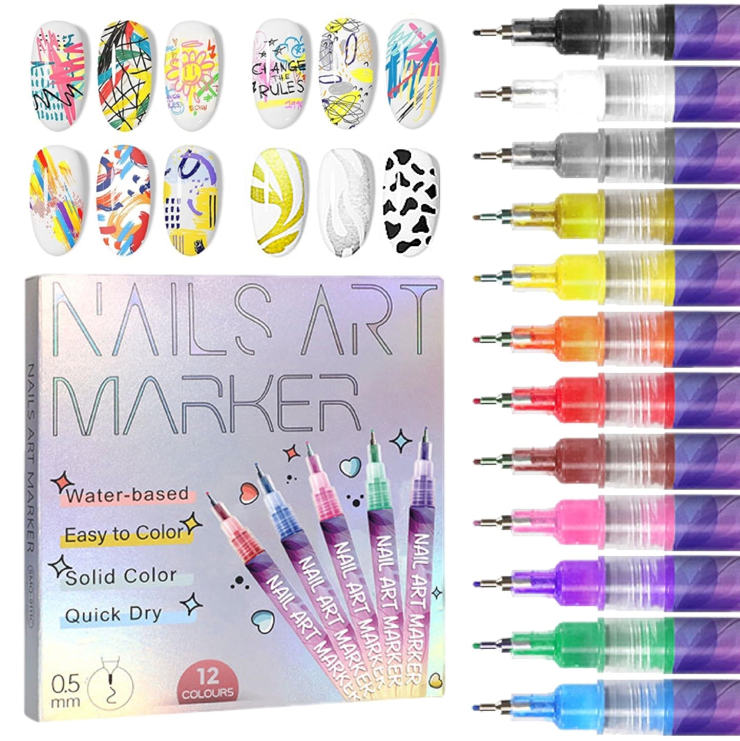 🎁Christmas Special Sale - 50% OFF💝🎨12 Colours Nail Art Pens Set